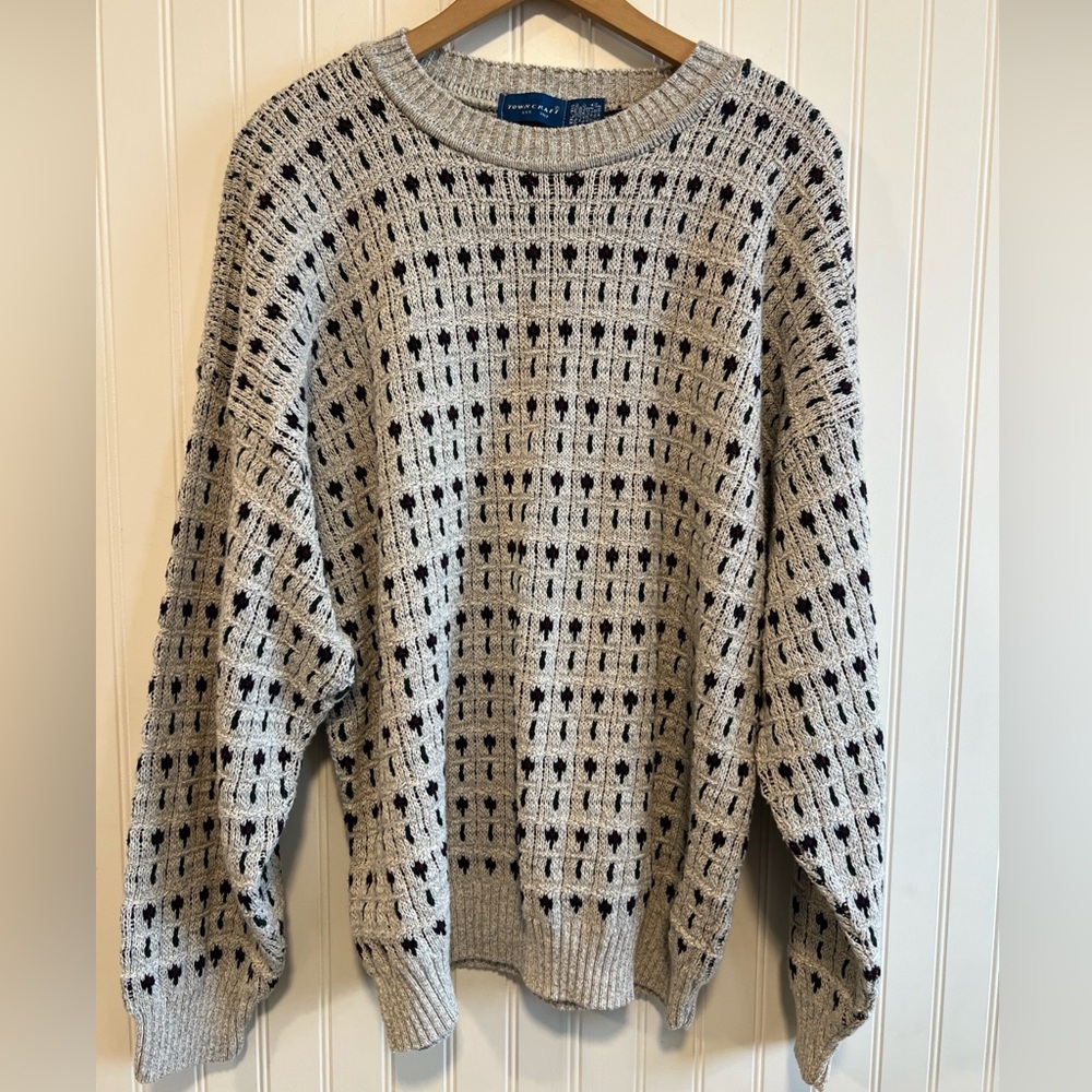 Towncraft XXL men sweater grandpa‎ 80s 90s cotton neutral tan